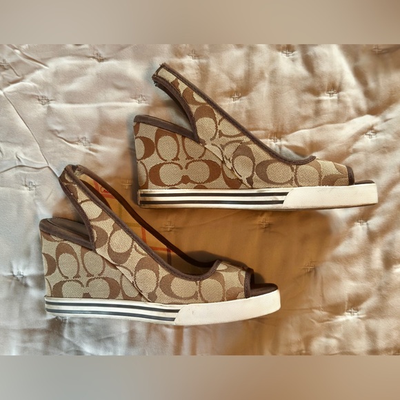 Coach Brown and Cream Women's Heels - Picture 3 of 5